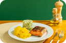 Salmão Grelhado c/ Purê de Mandioquinha