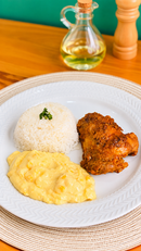 Sobrecoxa c/ Creme de Milho e Arroz Branco