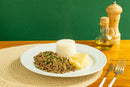 Carne Moída Refogada c/ Purê de Batata e Arroz Branco